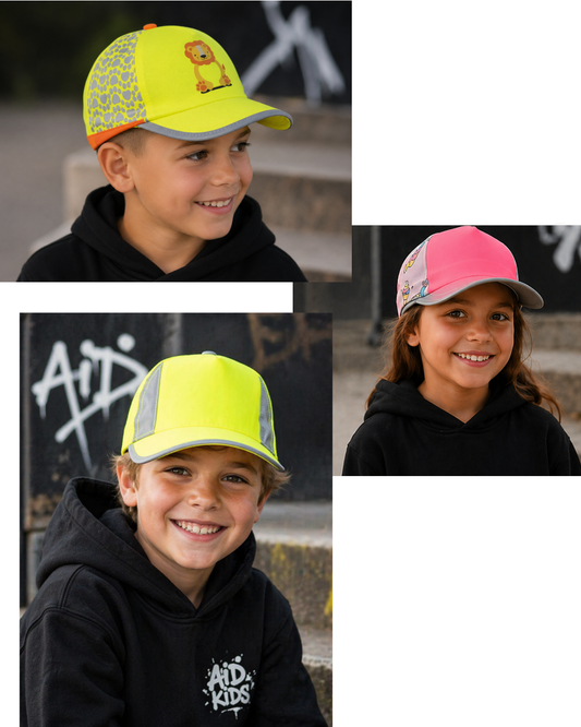 Mehr Sichtbarkeit für Kinder im Alltag – neue Hi-Vis Caps bei AidKids